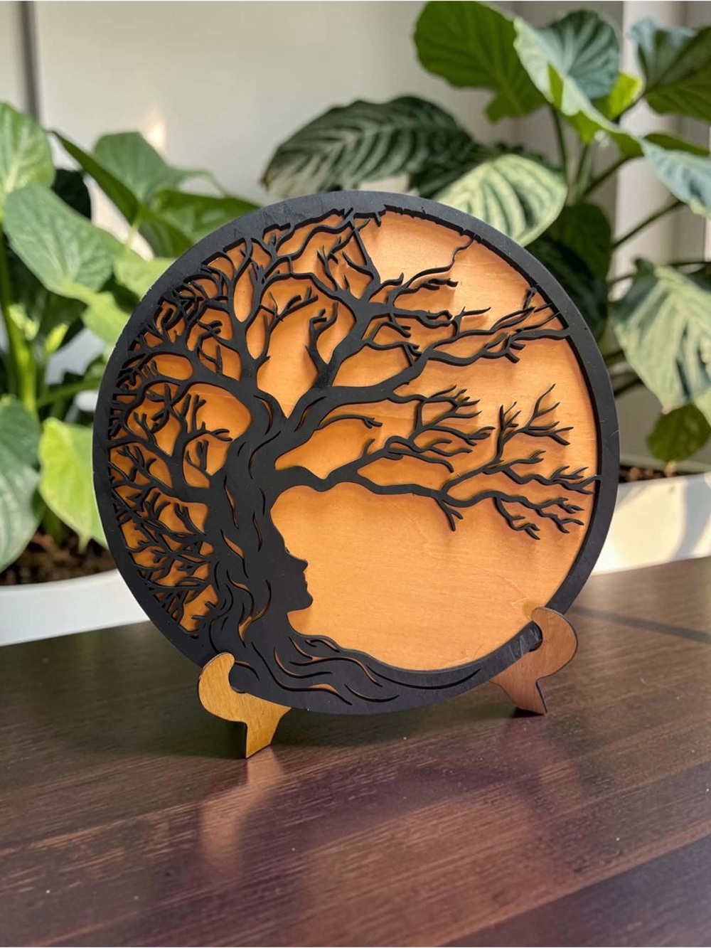 🌳 Tree of Life Goddess | Multi-Layer Basswood Laser Cut Décor w/ stand